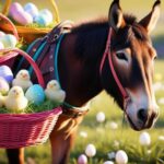 Drawing of a saddle mule carrying Easter Baskets