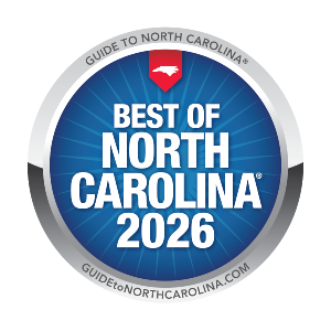 Blue circle with words Best of North Carolina 2026 GuideToNC.com